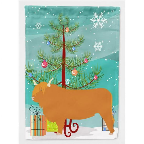 Highland Cow Christmas Flag Canvas House Size BB9187CHF