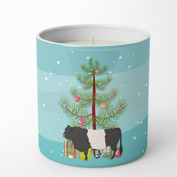 Carolines Treasures BB9198CDL 3.75 x 3.25 in. Unisex Belted Galloway Cow Christmas 10 oz Decorative Soy Candle, Teal