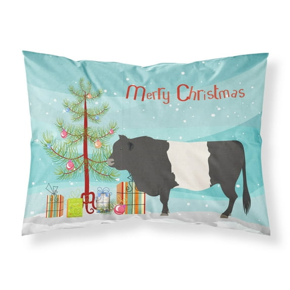 Carolines Treasures BB9198PILLOWCASE Belted Galloway Cow Christmas Fabric Standard Pillowcase Teal Standard multicolor