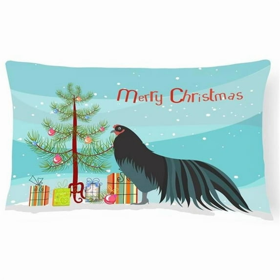 Carolines Treasures BB9200PW1216 Sumatra Chicken Christmas Canvas Fabric Decorative Pillow, Teal, 12H x16W, multicolor