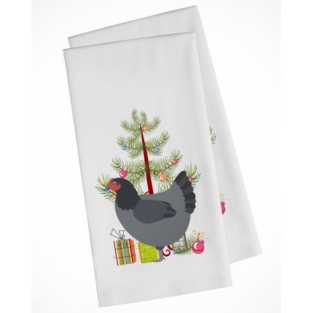 Carolines Treasures BB9202WTKT Jersey Giant Chicken Christmas White Kitchen Towel Set of 2 Dish Towels Teal 19 X 25"