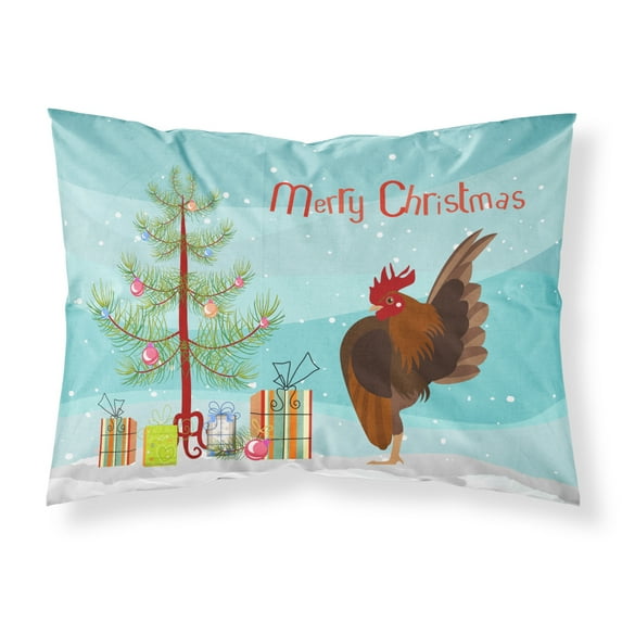 Carolines Treasures BB9209PILLOWCASE Malaysian Serama Chicken Christmas Fabric Standard Pillowcase Teal Standard