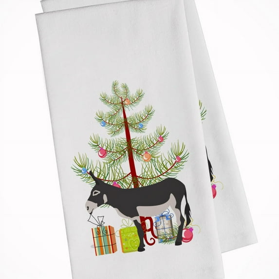 Carolines Treasures BB9211WTKT American Mammoth Jack Donkey Christmas White Kitchen Towel Set of 2 Dish Towels Teal 19 X