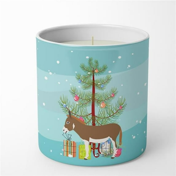 Carolines Treasures BB9214CDL 3.75 x 3.25 in. Unisex Miniature Mediterranian Donkey Christmas 10 oz Decorative Soy Candle, Teal