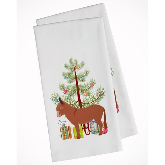 Carolines Treasures BB9215WTKT Irish Donkey Christmas White Kitchen Towel Set of 2 Dish Towels Teal 19 X 25" multicolor