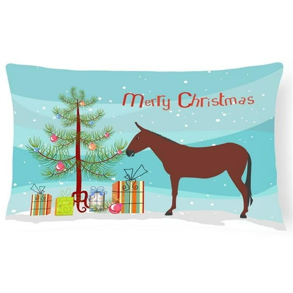 Carolines Treasures BB9217PW1216 Hinny Horse Donkey Christmas Canvas Fabric Decorative Pillow, Teal, 12H x16W,