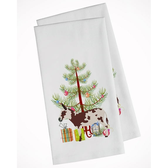 Carolines Treasures BB9218WTKT American Spotted Donkey Christmas White Kitchen Towel Set of 2 Dish Towels Teal 19 X 25"