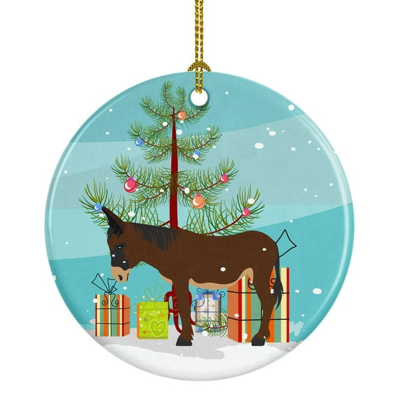 Carolines Treasures BB9220CO1 Zamorano-Leones Donkey Christmas Ceramic Ornament 3 in multicolor