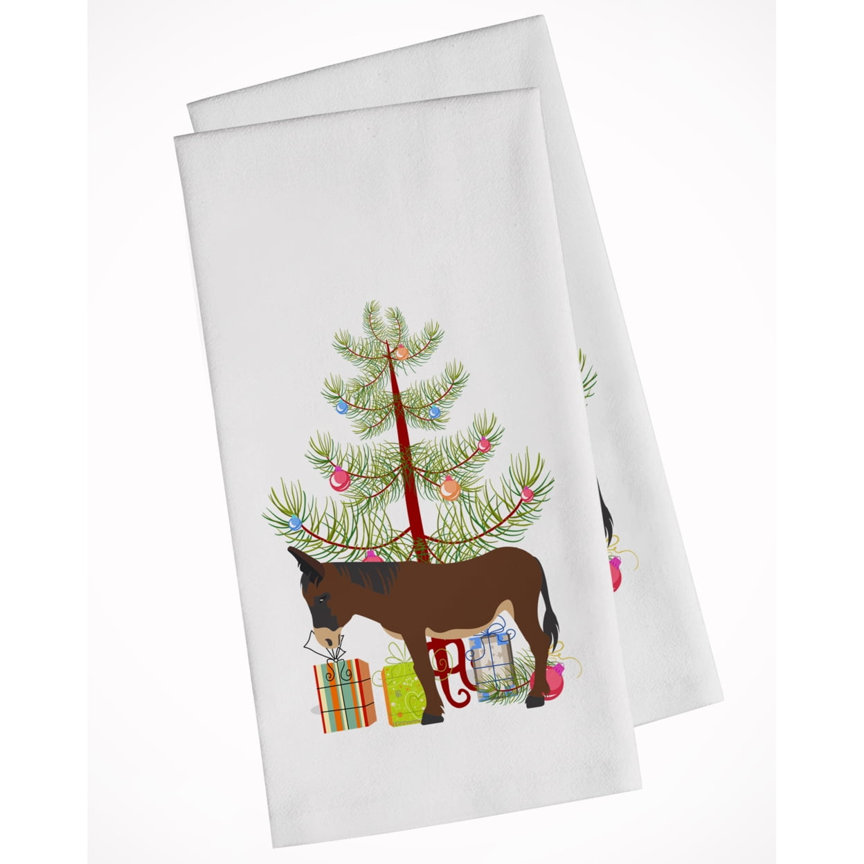 Carolines Treasures BB9220WTKT Zamorano-Leones Donkey Christmas White Kitchen Towel Set of 2 Dish Towels Teal 19 X 25"