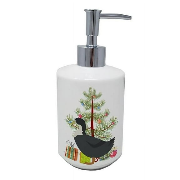 Carolines Treasures BB9229SOAP 7 x 3.5 in. Unisex Blue Swedish Duck Christmas Ceramic Soap Dispenser, Teal