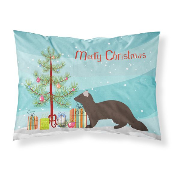 Carolines Treasures BB9236PILLOWCASE Sable Marten Christmas Fabric Standard Pillowcase Teal Standard multicolor