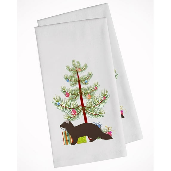 Sable Marten Christmas White Kitchen Towel Set of 2