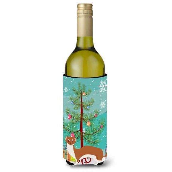 Carolines Treasures BB9237LITERK Weasel Christmas Wine Bottle Beverge Insulator Hugger