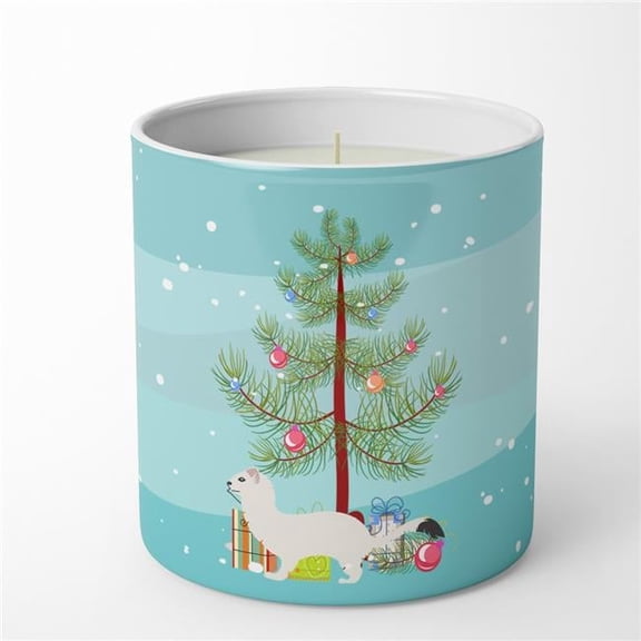 Carolines Treasures BB9239CDL 3.75 x 3.25 in. Unisex Stoat Short-tailed Weasel Christmas 10 oz Decorative Soy Candle, Teal