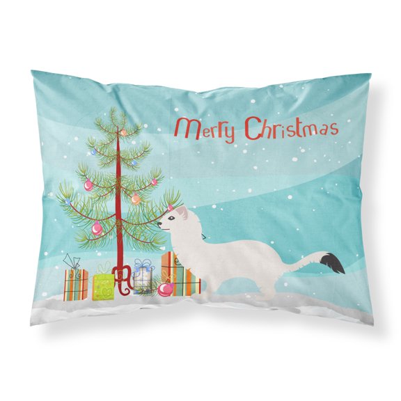 Carolines Treasures BB9239PILLOWCASE Stoat Short-tailed Weasel Christmas Fabric Standard Pillowcase Teal Standard