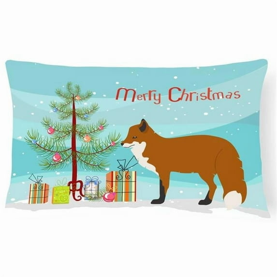 Carolines Treasures BB9243PW1216 Red Fox Christmas Canvas Fabric Decorative Pillow, Teal, 12H x16W, multicolor
