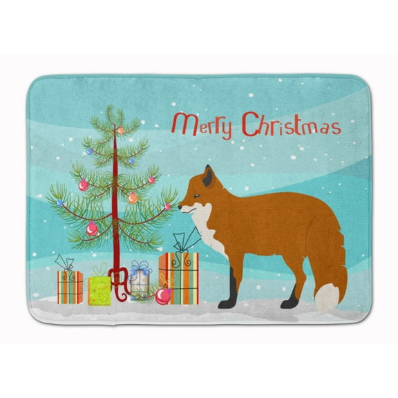 Carolines Treasures BB9243RUG Red Fox Christmas Machine Washable Memory Foam Mat Teal 19 X 27" multicolor