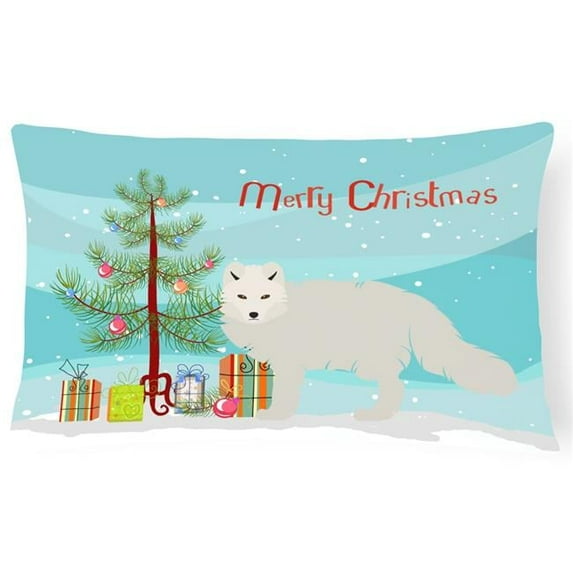 Carolines Treasures BB9244PW1216 White Arctic Fox Christmas Canvas Fabric Decorative Pillow, Teal, 12H x16W, multicolor