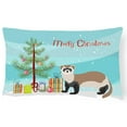 thumbnail image 1 of Carolines Treasures BB9245PW1216 Ferret Christmas Canvas Fabric Decorative Pillow, Teal, 12H x16W, multicolor, 1 of 3