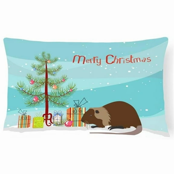 Carolines Treasures BB9246PW1216 Coypu Nutria River Rat Christmas Canvas Fabric Decorative Pillow, Teal, 12H x16W,