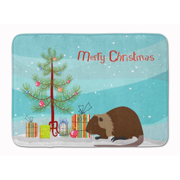 Carolines Treasures BB9246RUG Coypu Nutria River Rat Christmas Machine Washable Memory Foam Mat Teal 19 X 27" multicolor