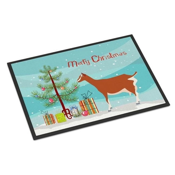 Caroline's Treasures BB9248MAT Toggenburger Goat Christmas Door Mat, Indoor Rug or Outdoor Welcome Mat 18x27 Doormat ,
