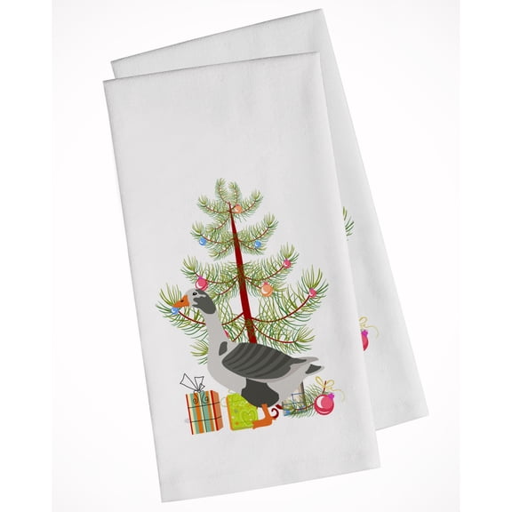 Carolines Treasures BB9262WTKT West of England Goose Christmas White Kitchen Towel Set of 2 Dish Towels Teal 19 X 25"