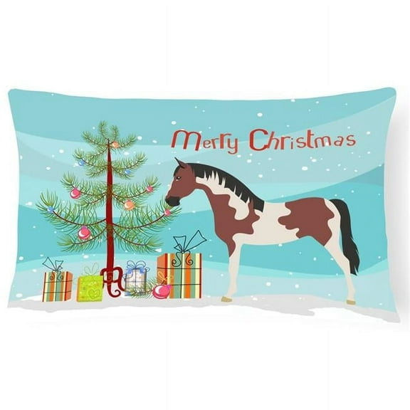Carolines Treasures BB9274PW1216 Pinto Horse Christmas Canvas Fabric Decorative Pillow, Teal, 12H x16W, multicolor