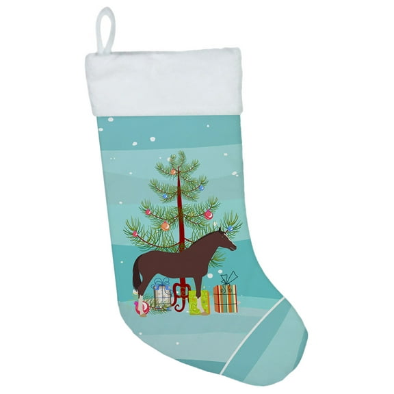 Caroline's Treasures English Thoroughbred Horse Multi-color Christmas Stocking, with Soft Suede Fabric 18"