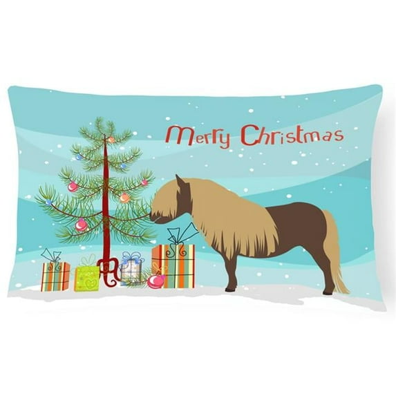Carolines Treasures BB9281PW1216 Shetland Pony Horse Christmas Canvas Fabric Decorative Pillow, Teal, 12H x16W,
