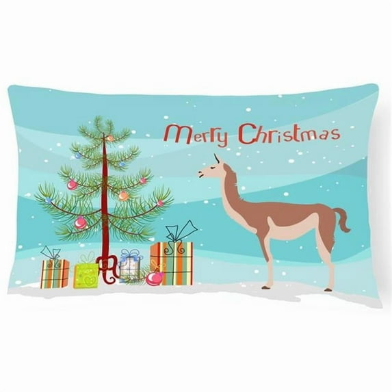 Carolines Treasures BB9288PW1216 Guanaco Christmas Canvas Fabric Decorative Pillow, Teal, 12H x16W, multicolor