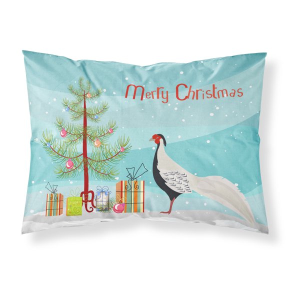 Carolines Treasures BB9296PILLOWCASE Silver Pheasant Christmas Fabric Standard Pillowcase Teal Standard multicolor