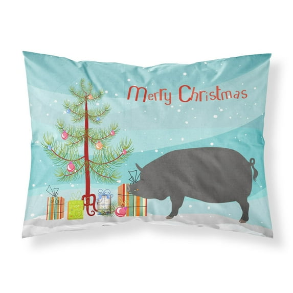 Carolines Treasures BB9300PILLOWCASE Berkshire Pig Christmas Fabric Standard Pillowcase Teal Standard multicolor