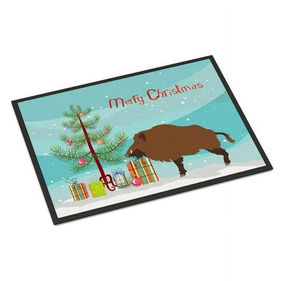 Carolines Treasures BB9303MAT Wild Boar Pig Christmas Indoor or Outdoor Mat, 18 x 27 in.