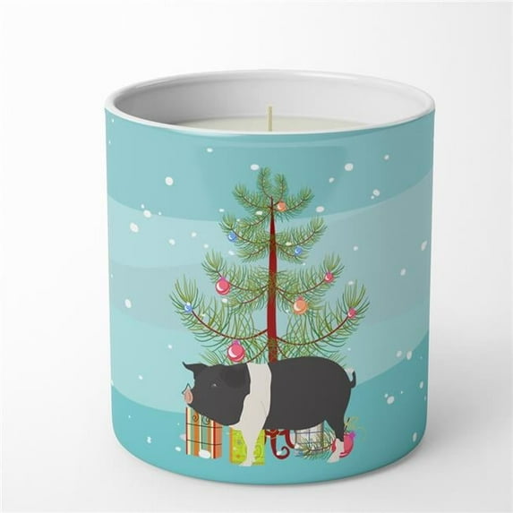 Carolines Treasures BB9306CDL 3.75 x 3.25 in. Unisex Hampshire Pig Christmas 10 oz Decorative Soy Candle, Teal