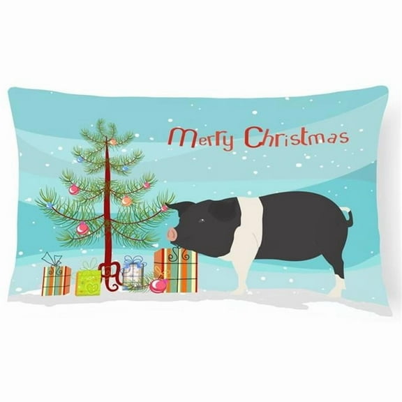Carolines Treasures BB9306PW1216 Hampshire Pig Christmas Canvas Fabric Decorative Pillow, Teal, 12H x16W, multicolor