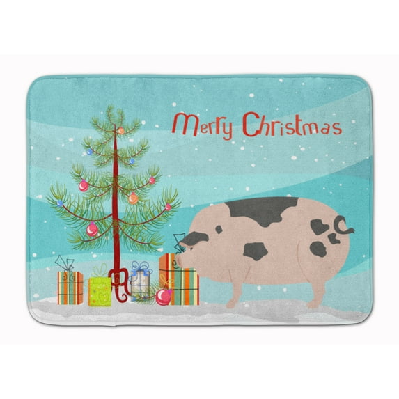 Carolines Treasures BB9307RUG Gloucester Old Spot Pig Christmas Machine Washable Memory Foam Mat Teal 19 X 27"