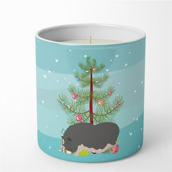 Carolines Treasures BB9308CDL 3.75 x 3.25 in. Unisex Vietnamese Pot-Bellied Pig Christmas 10 oz Decorative Soy Candle, Teal