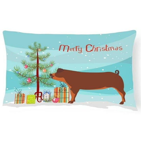 Carolines Treasures BB9309PW1216 Duroc Pig Christmas Canvas Fabric Decorative Pillow, Teal, 12H x16W, multicolor