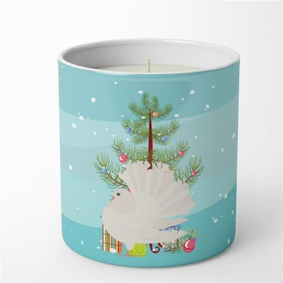 Carolines Treasures BB9317CDL 3.75 x 3.25 in. Unisex Silver Fantail Pigeon Christmas 10 oz Decorative Soy Candle, Teal