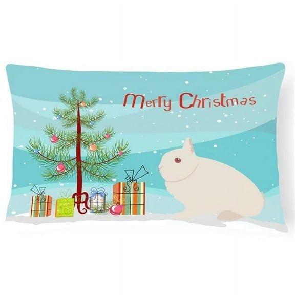Carolines Treasures BB9331PW1216 Hermelin Rabbit Christmas Canvas Fabric Decorative Pillow, Teal, 12H x16W, multicolor