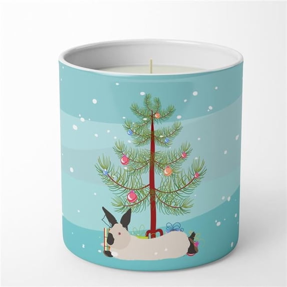 Carolines Treasures BB9334CDL 3.75 x 3.25 in. Unisex California White Rabbit Christmas 10 oz Decorative Soy Candle, Teal