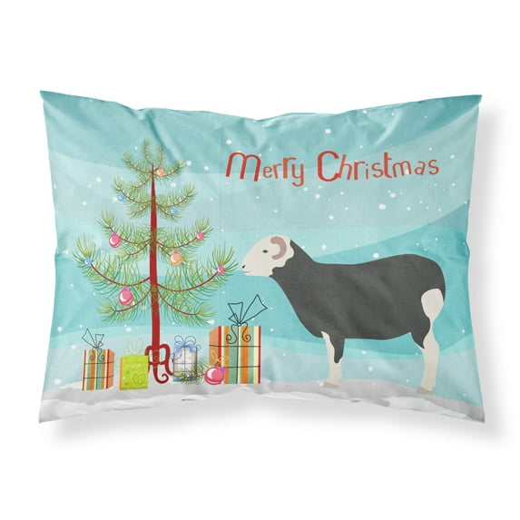 Carolines Treasures BB9337PILLOWCASE Herwick Sheep Christmas Fabric Standard Pillowcase Teal Standard multicolor
