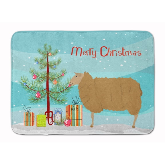 Carolines Treasures BB9344RUG East Friesian Sheep Christmas Machine Washable Memory Foam Mat Teal 19 X 27" multicolor