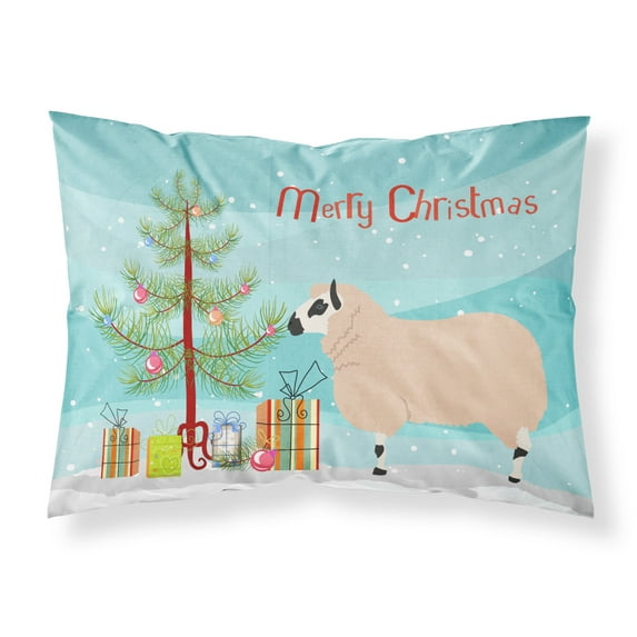 Carolines Treasures BB9346PILLOWCASE Kerry Hill Sheep Christmas Fabric Standard Pillowcase Teal Standard multicolor
