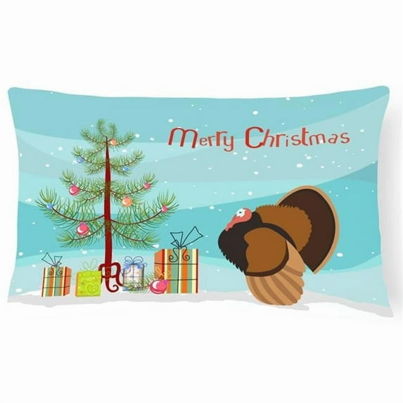 Carolines Treasures BB9353PW1216 Bronze Turkey Christmas Canvas Fabric Decorative Pillow, Teal, 12H x16W, multicolor