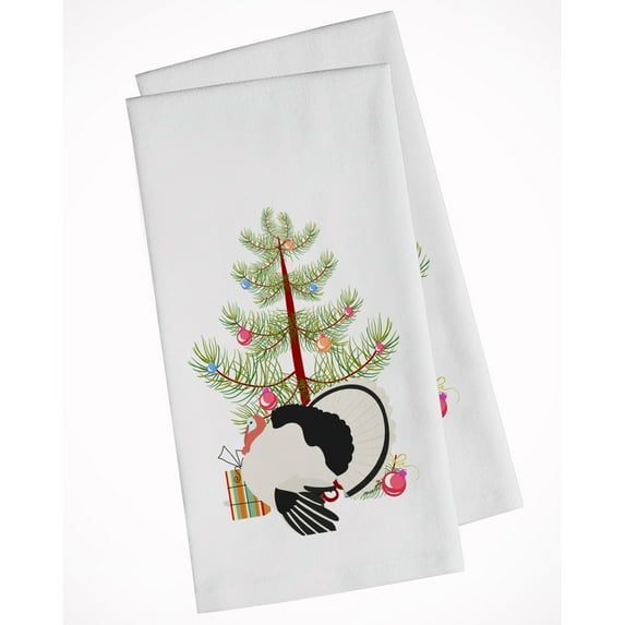 Carolines Treasures BB9355WTKT Royal Palm Turkey Christmas White Kitchen Towel Set of 2 Dish Towels Teal 19 X 25"
