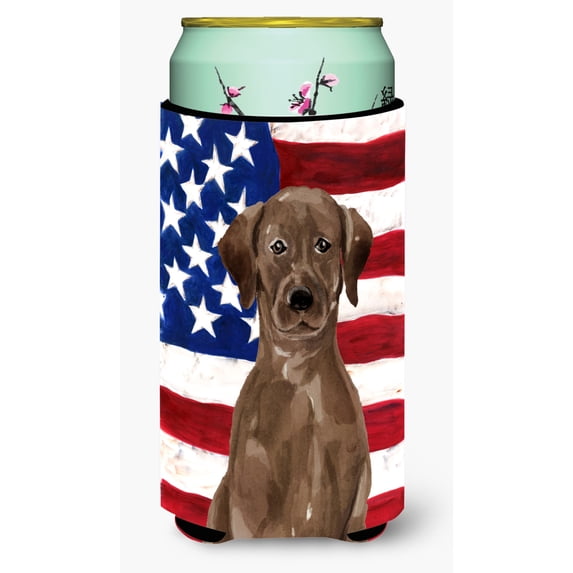 Carolines Treasures BB9365TBC Chocolate Labrador Patriotic Tall Boy Beverage Insulator Hugger Tall Boy multicolor