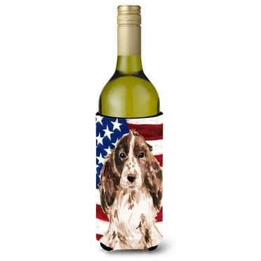 Carolines Treasures BB9377LITERK Brown Parti Patriotic Wine Bottle Beverge Insulator Hugger  Wine Bottle multicolor