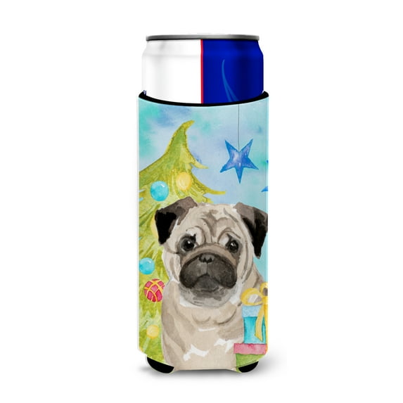 Carolines Treasures BB9426MUK Fawn Pug Christmas Michelob Ultra Hugger for slim cans Slim Can multicolor